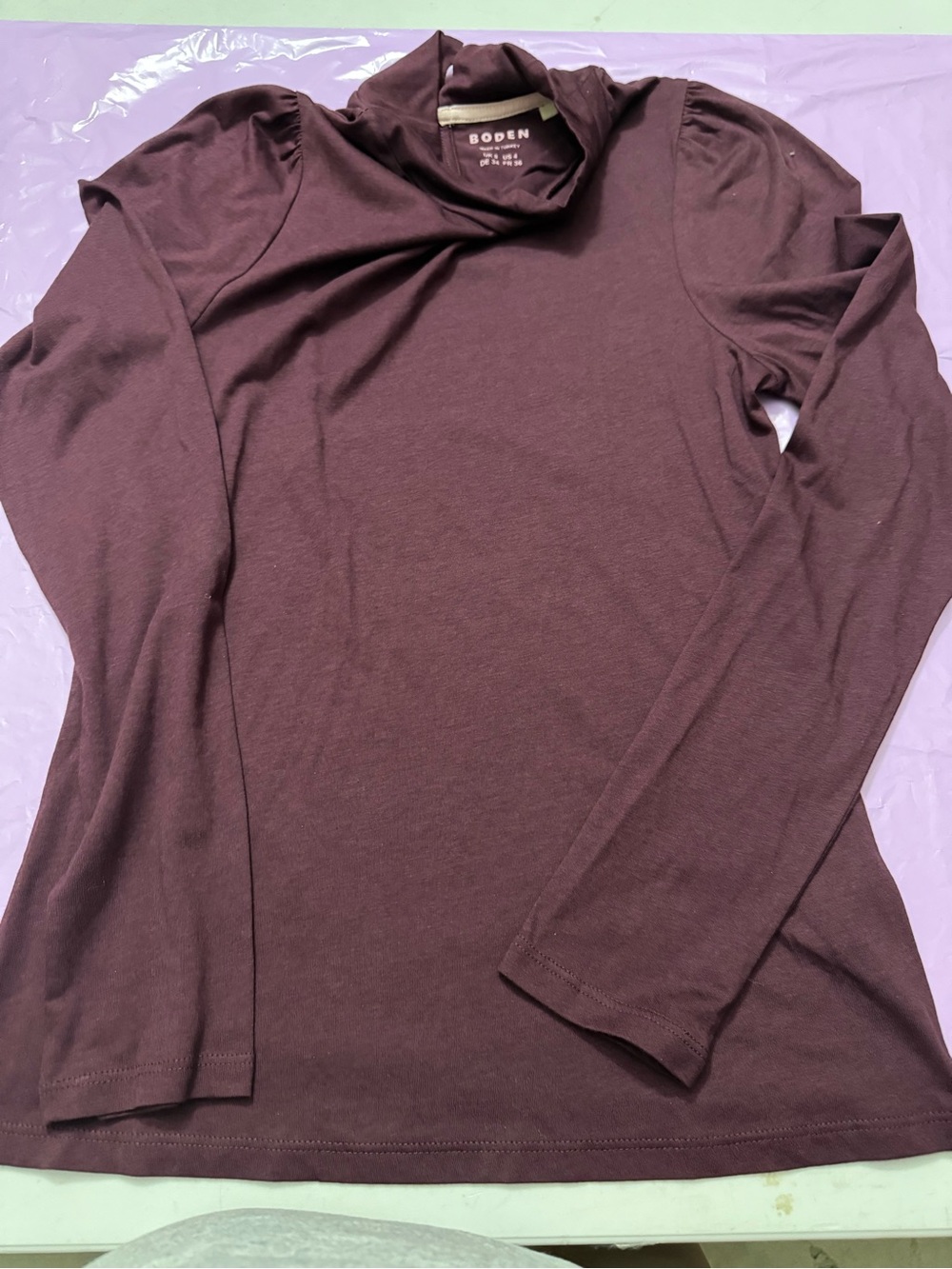 Boden Plum Long-Sleeve Turtleneck Tee